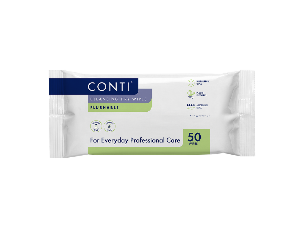 Conti Cleansing Dry Wipes, spülbar, 50 Stück